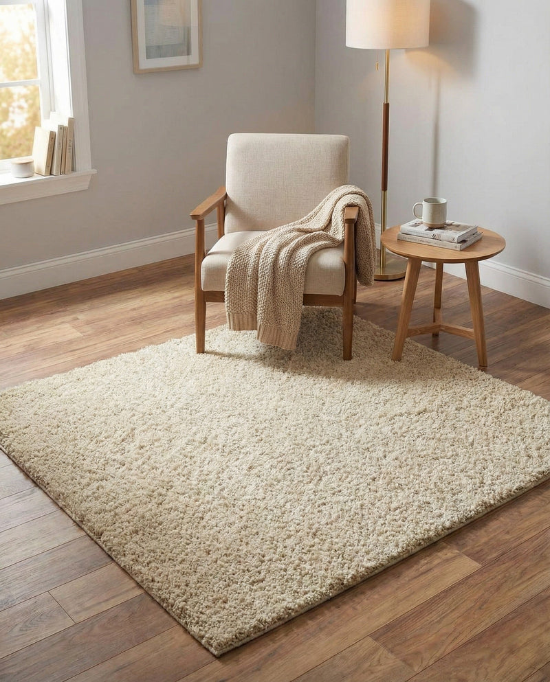 Cozy Comfort Shag Collection Area Rug - Haven (Oatmeal Beige) Square Oatmeal Beige  lifestyle 67