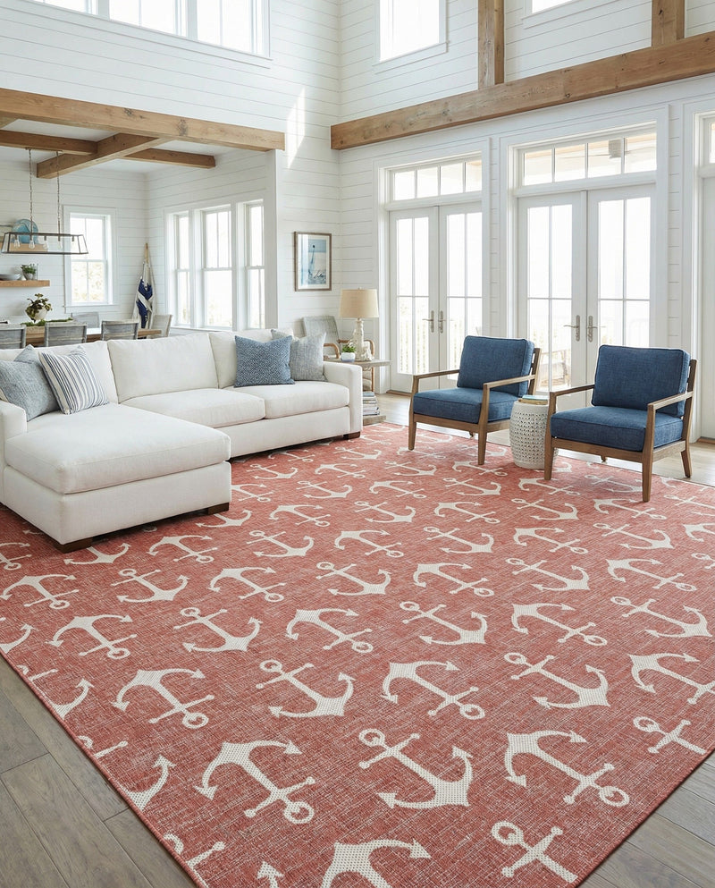 Seaside Haven Rugs Collection Area Rug - Sapphire (Rust Red) Square Rust Red  lifestyle 79