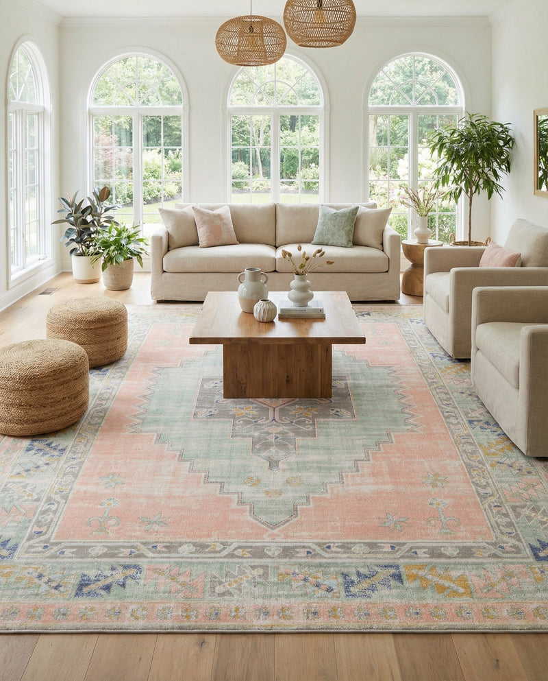 Savannah Series Collection Area Rug -  Augusta (Pink) Rectangle Pink  lifestyle 5
