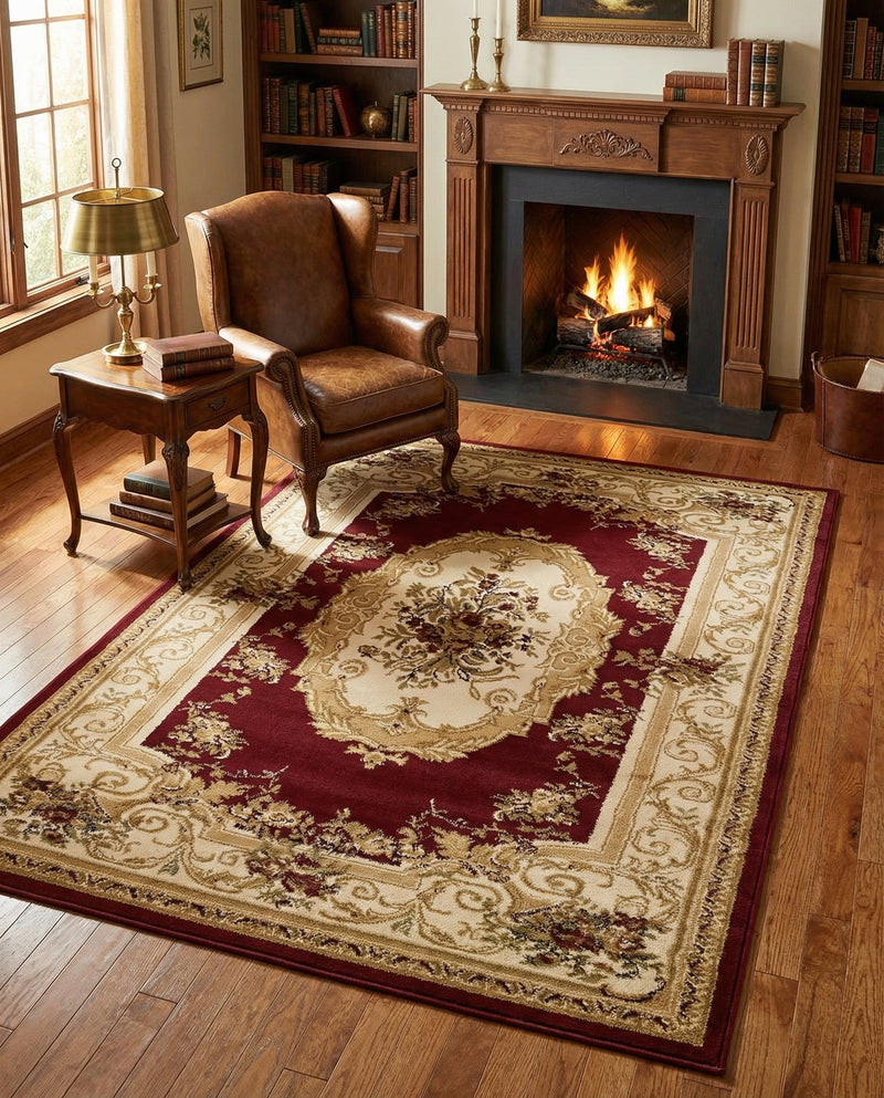 Versailles Elegance Collection Area Rug -  Louveciennes (Red) Rectangle Red  lifestyle 15