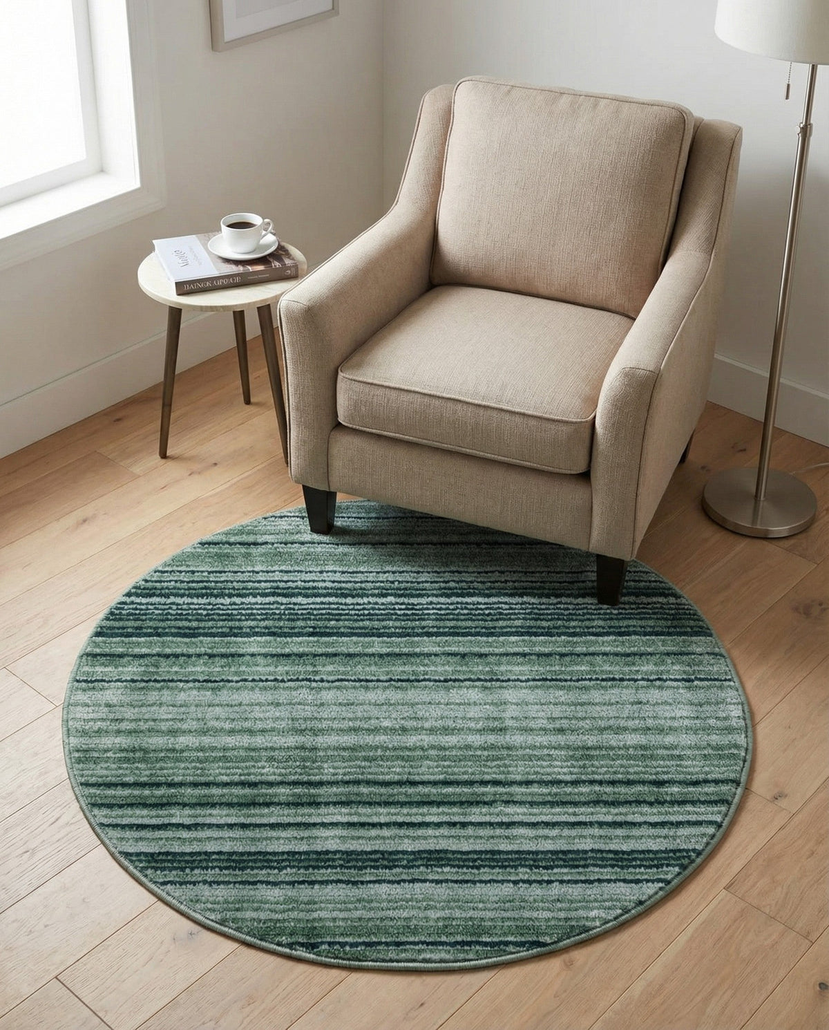 Jewel Oasis Collection Area Rug - Sapphire (Green) Round Green  lifestyle 138
