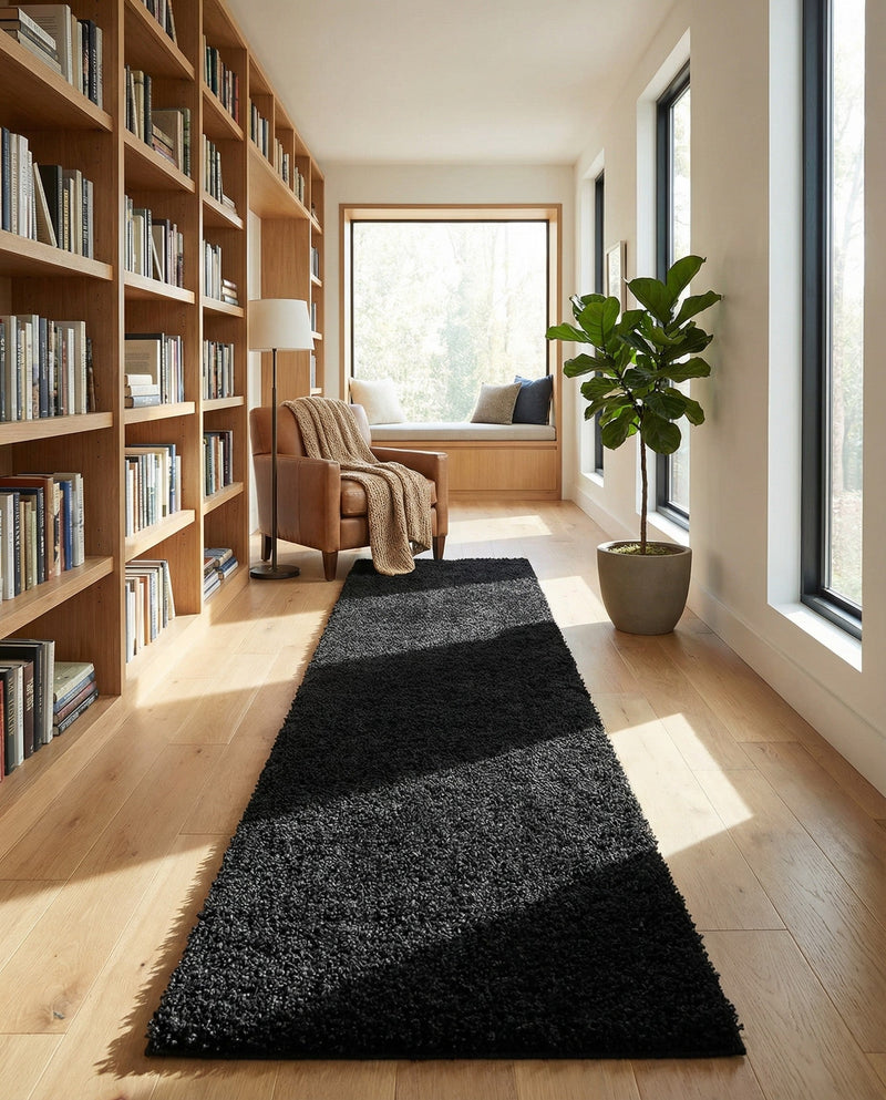 Plush Oasis Collection Area Rug - Serenity (Jet Black) Runner Jet Black  lifestyle 58