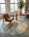 Savannah Hideaway Collection Area Rug - Serengeti Round Gray Ivory  lifestyle 48