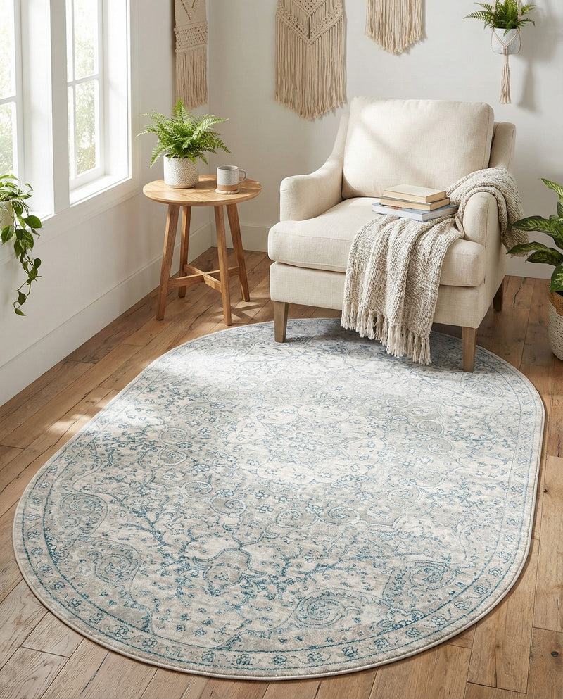 Coastal Haven Collection Area Rug - Seabreeze (Gray) Oval Gray  lifestyle 50