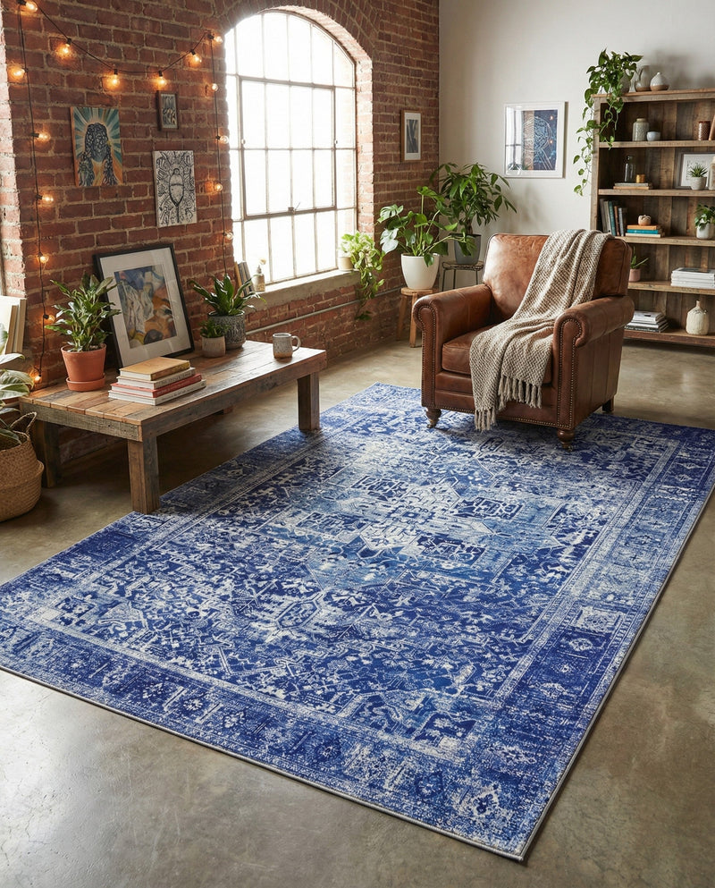 Heritage Elegance Collection Area Rug -  Windsor (Navy Blue) Rectangle Navy Blue  lifestyle 10