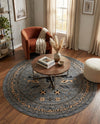 Tabriz Tapestries Collection Area Rug - Azerbaijan (Gray) Round Gray  lifestyle 34
