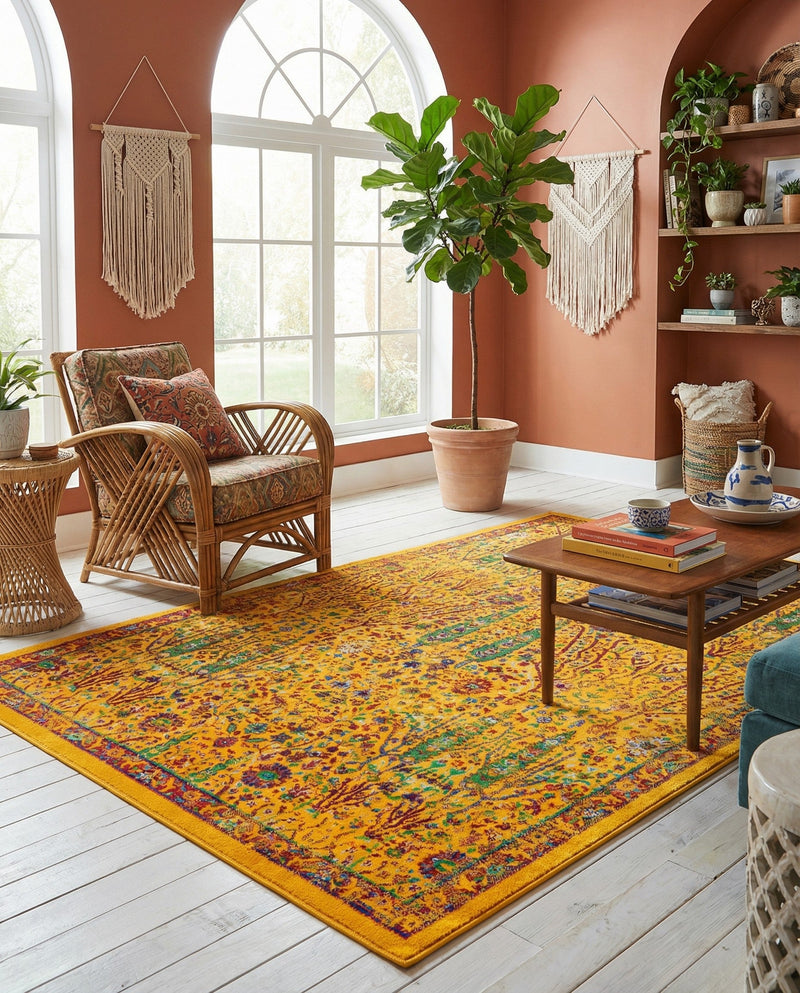 Caribbean Cove Collection Area Rug -  Tobago Rectangle Yellow  lifestyle 68