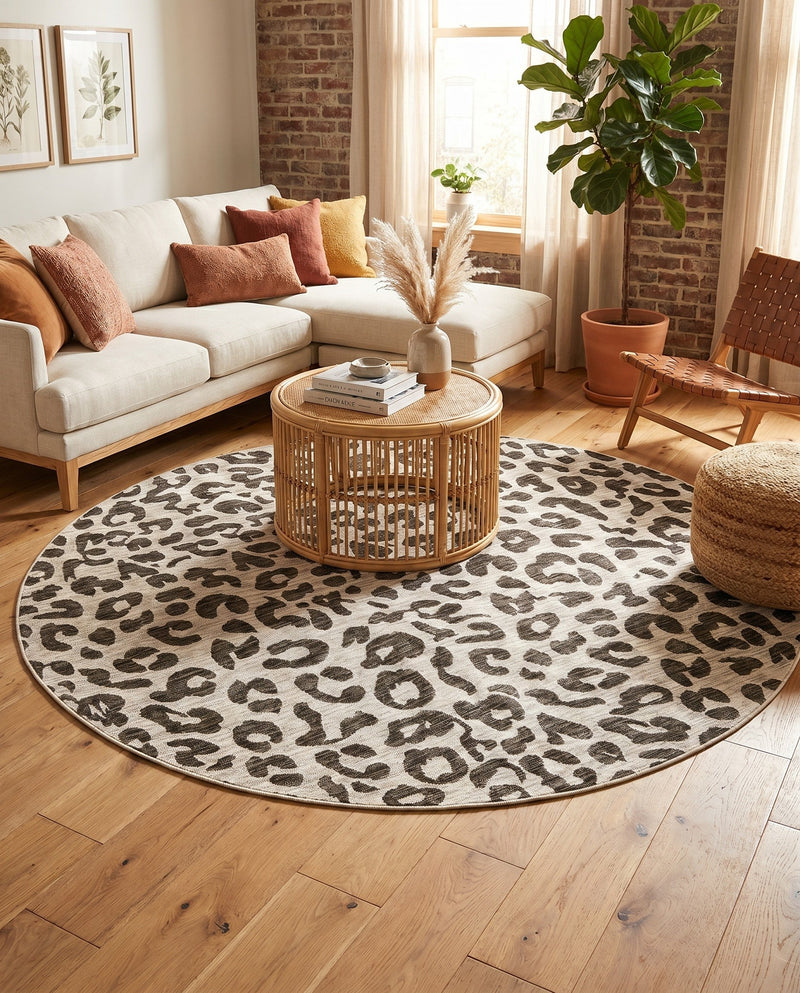 Savannah Escape Collection Area Rug -  Amazon (Light Gray) Round Light Gray  lifestyle 77