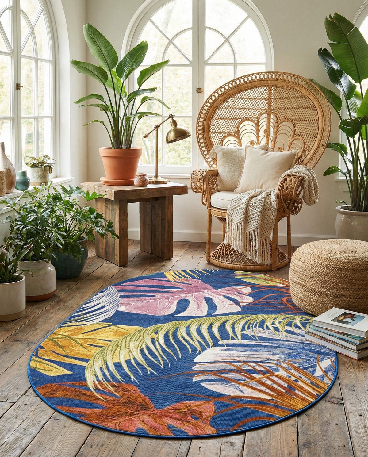 Meadow Breeze Collection Area Rug -  Clover Oval Multi  lifestyle 198