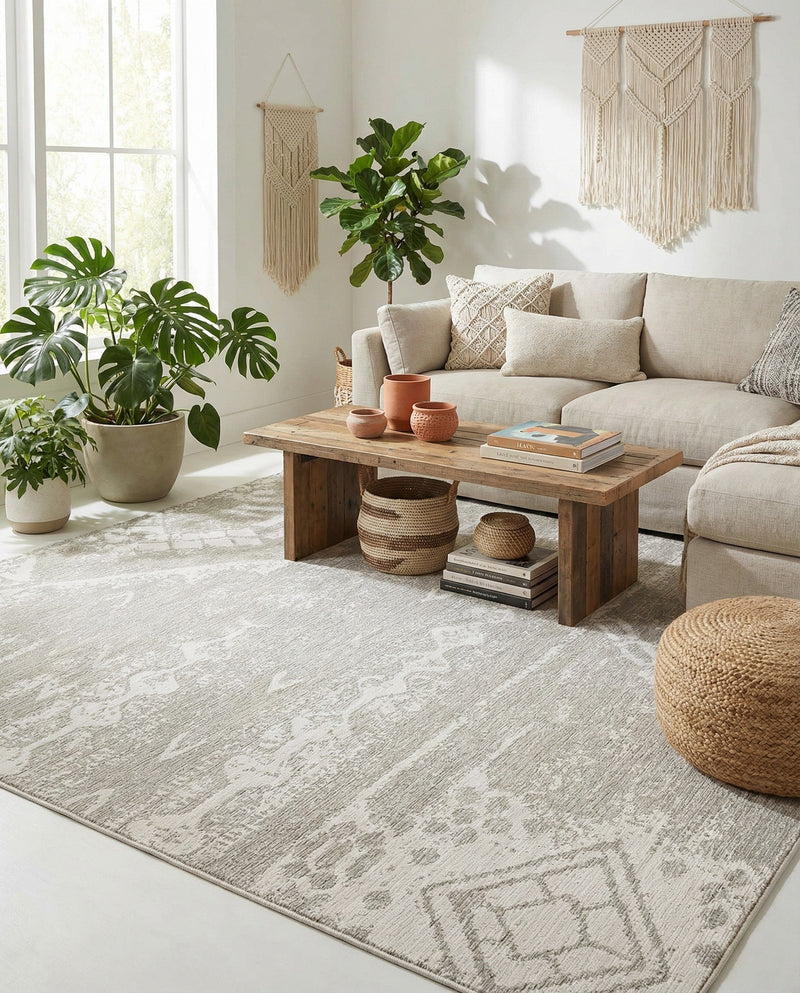 Desert Nomad Terrace Collection Area Rug - Sahara (Gray) Rectangle Gray  lifestyle 16