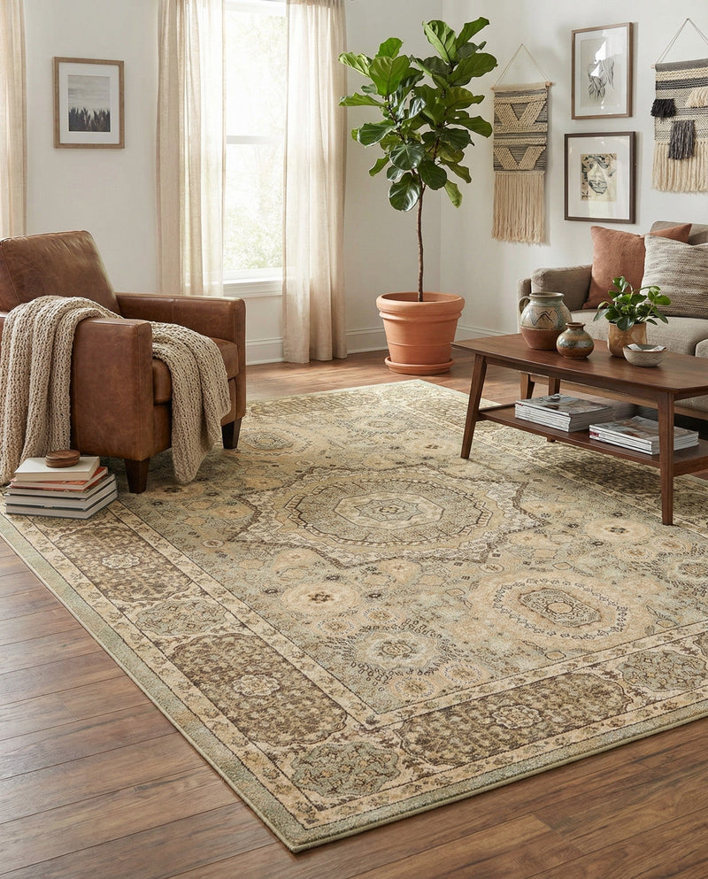 Ottoman Elegance Collection Area Rug -  Ephesus Rectangle Light Green  lifestyle 10