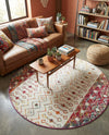 Mediterranean Lattice Collection Area Rug -  Casablanca (Ivory Multi) Round Ivory Multi  lifestyle 85