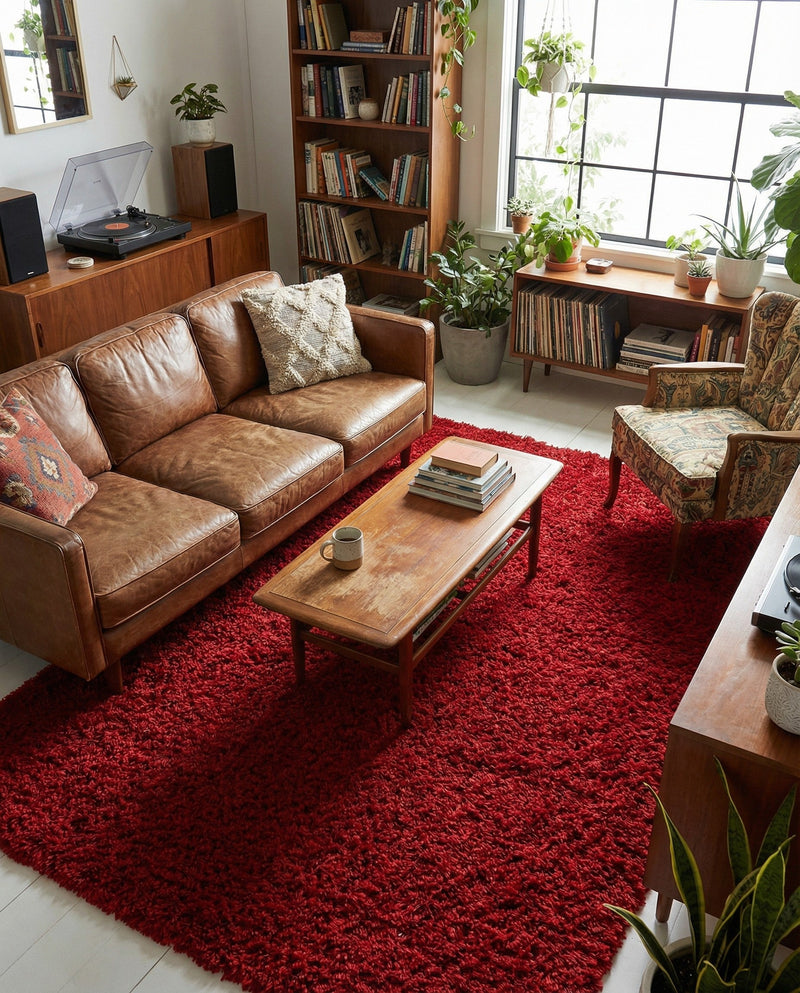 Eternal Plush Oasis Collection Area Rug -  Tranquility (Merlot) Rectangle Merlot  lifestyle 27
