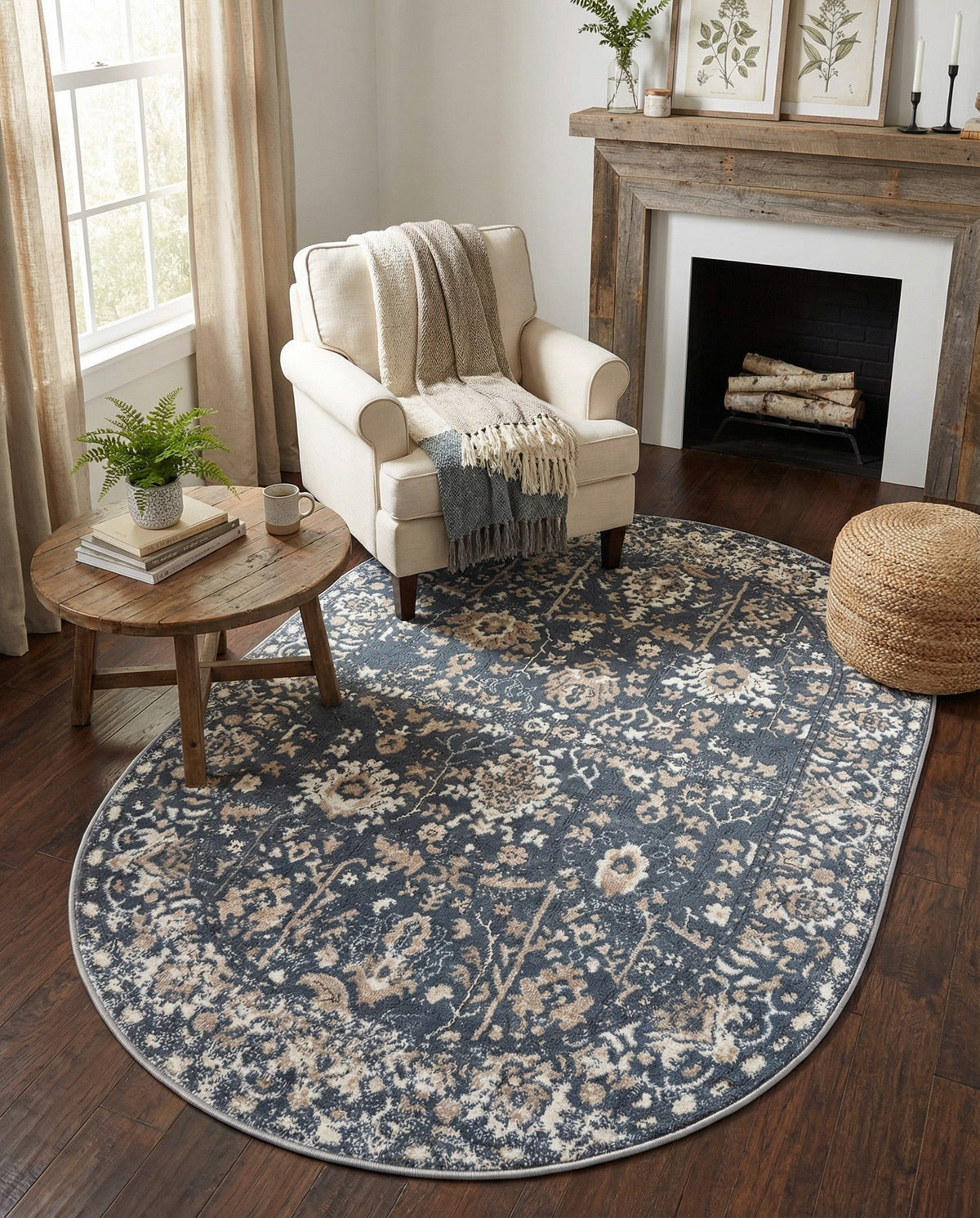 Cascade Range Collection Area Rug -  Shasta (Blue) Oval Blue  lifestyle 128