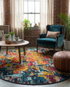 Marrakesh Elegance Collection Area Rug -  Larache Round Multi  lifestyle 60