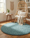Plush Oasis Collection Area Rug - Serenity (Light Slate Blue) Round Light Slate Blue  lifestyle 48