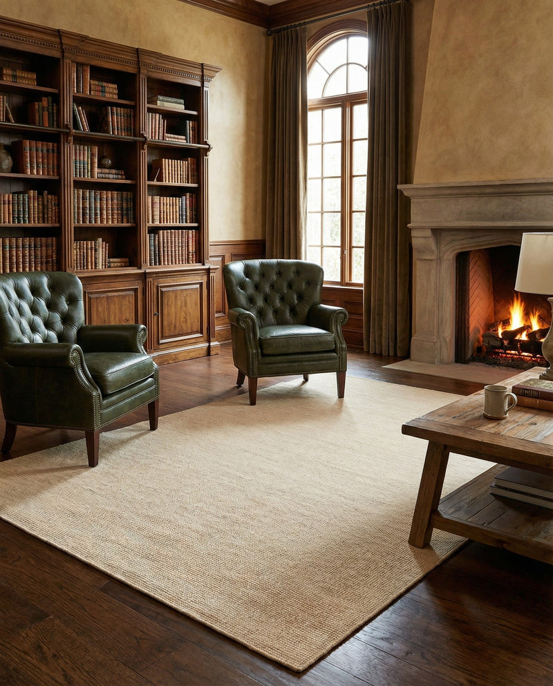 Berkshire Estate Collection Area Rug - Windsor (Oat Beige) Rectangle Oat Beige  lifestyle 15