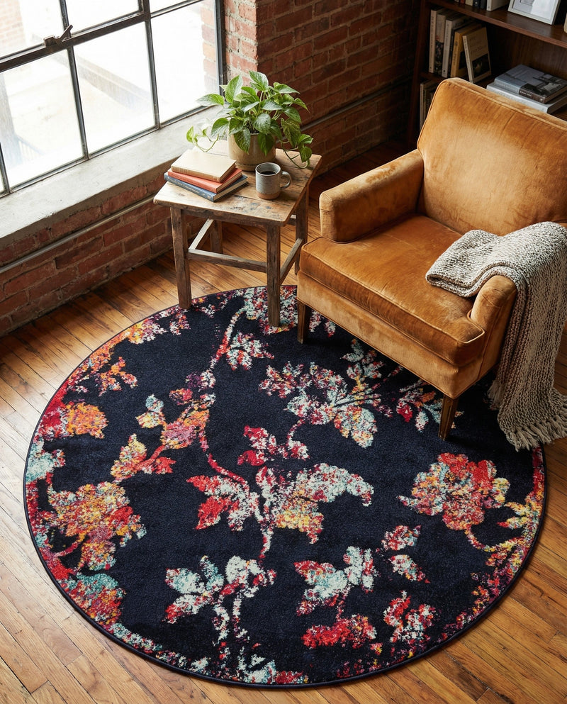 Brighton Terrace Collection Area Rug -  Roedean Round Navy Blue  lifestyle 55