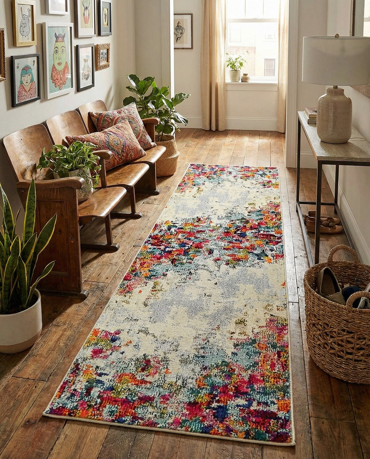 Chromatic Oasis Collection Area Rug -  Blush Runner Multi  lifestyle 134