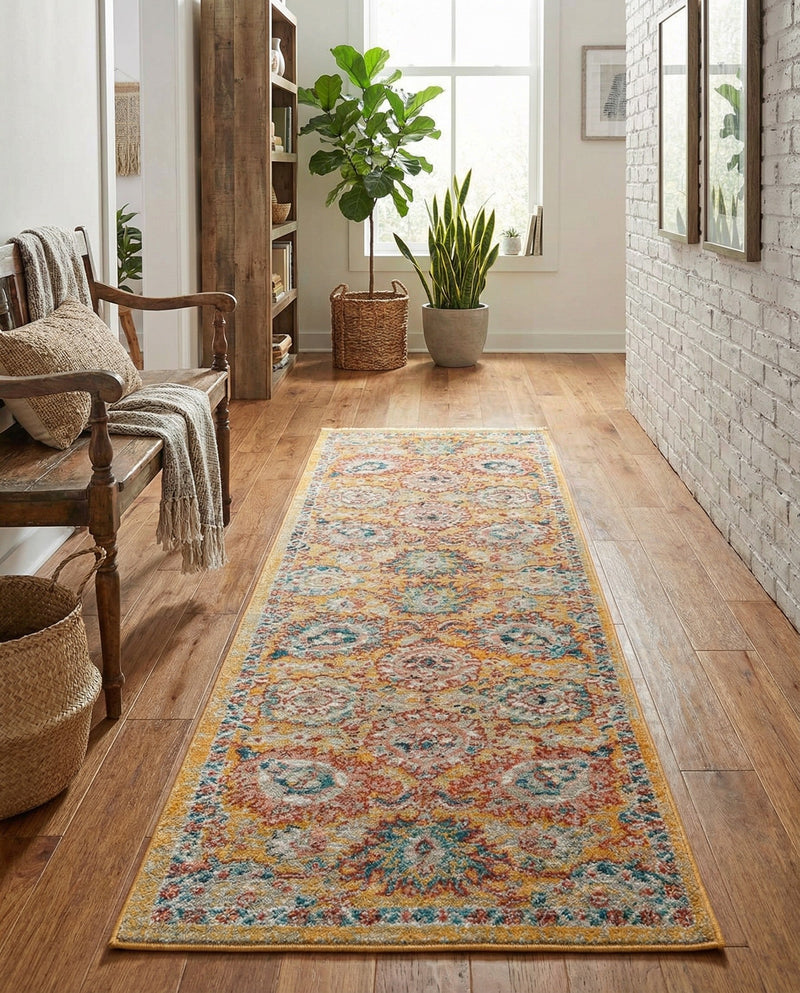 Seville Stripes Collection Area Rug -  Cordoba (Yellow) Runner Yellow  lifestyle 62