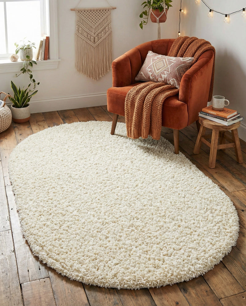 Plush Oasis Collection Area Rug - Serenity (Pure Ivory) Oval Pure Ivory  lifestyle 54
