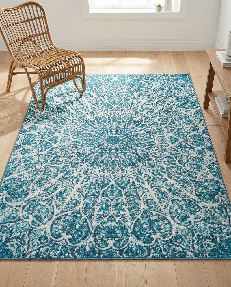 Riviera Elegance Collection Area Rug -  Eze Rectangle Turquoise  lifestyle 30