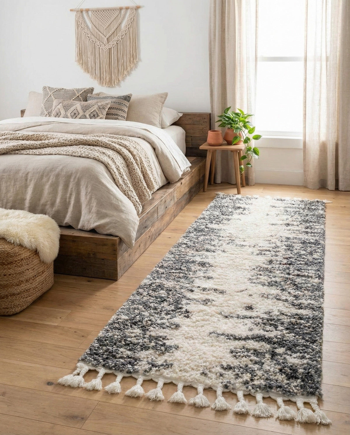 Tranquil Tides Shag Collection Area Rug - Marina Runner White  lifestyle 208