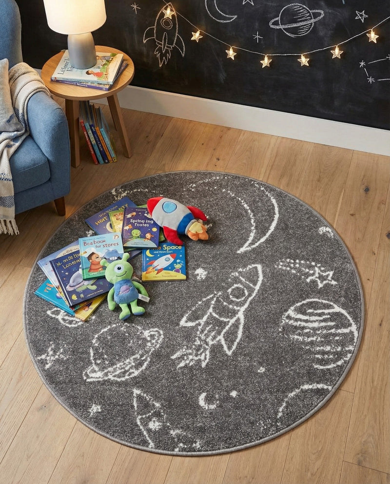 Wonder Tykes Collection Area Rug -  Jigsaw Round Gray  lifestyle 71