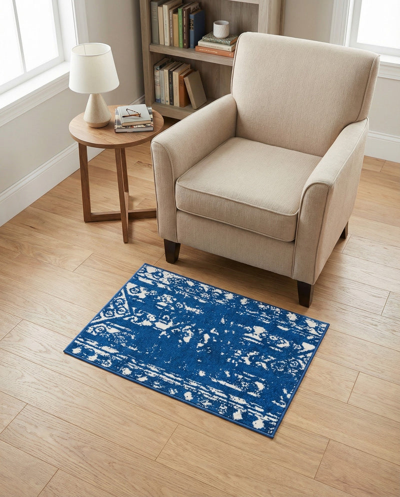 Brighton Stripes Collection Area Rug - Sussex (Navy Blue) Rectangle Navy Blue  lifestyle 14