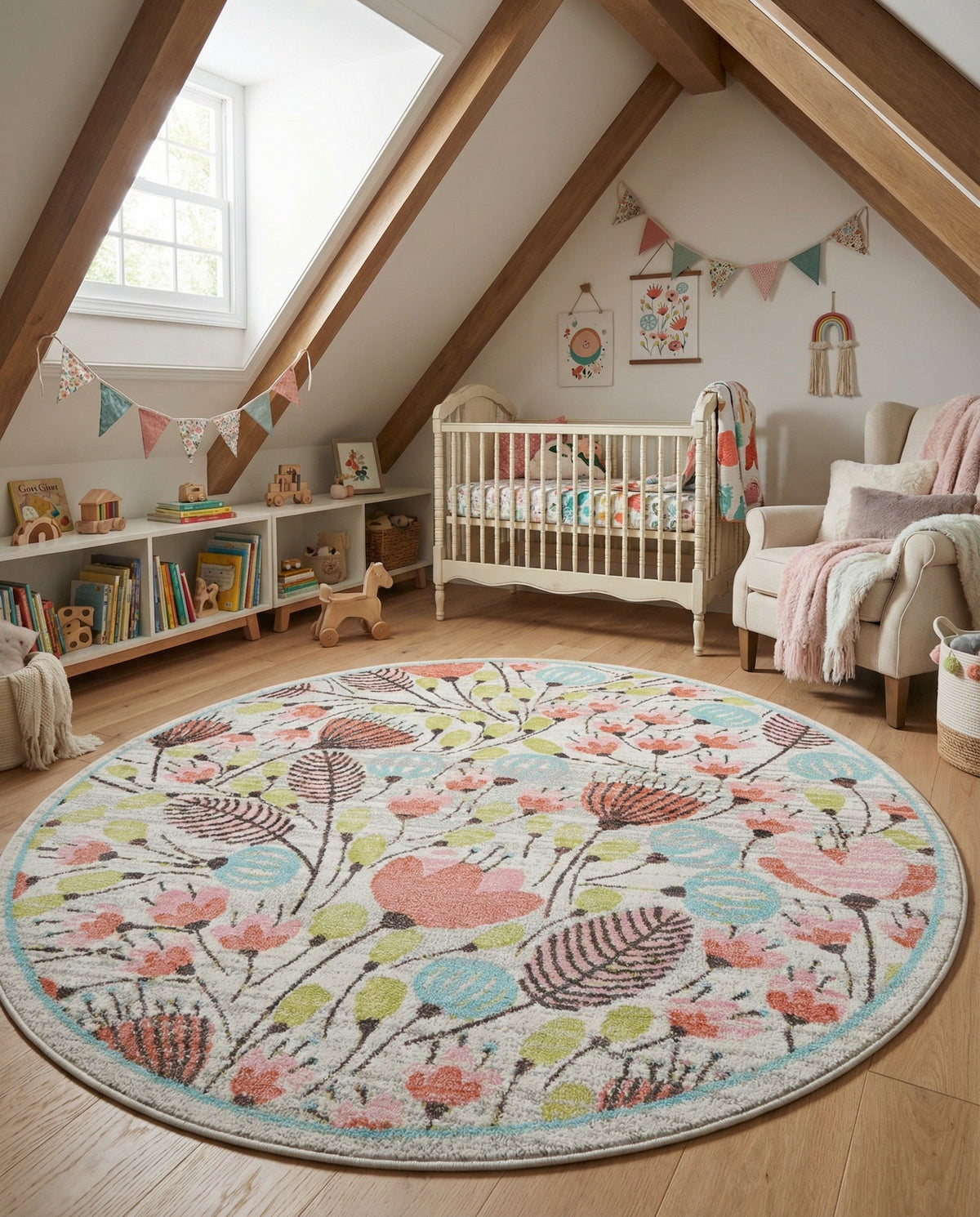 Wonder Tykes Collection Area Rug -  Fantasy Round Ivory  lifestyle 107