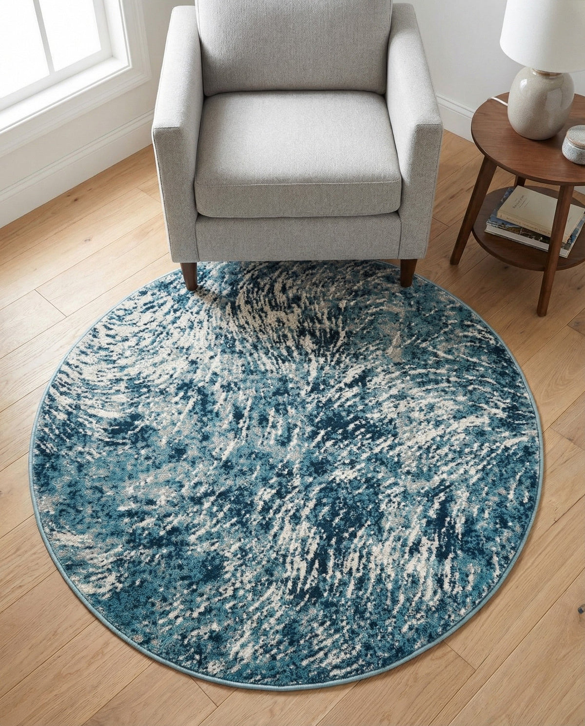 Serenity Sands Collection Area Rug -  Quietshore Round Blue  lifestyle 83