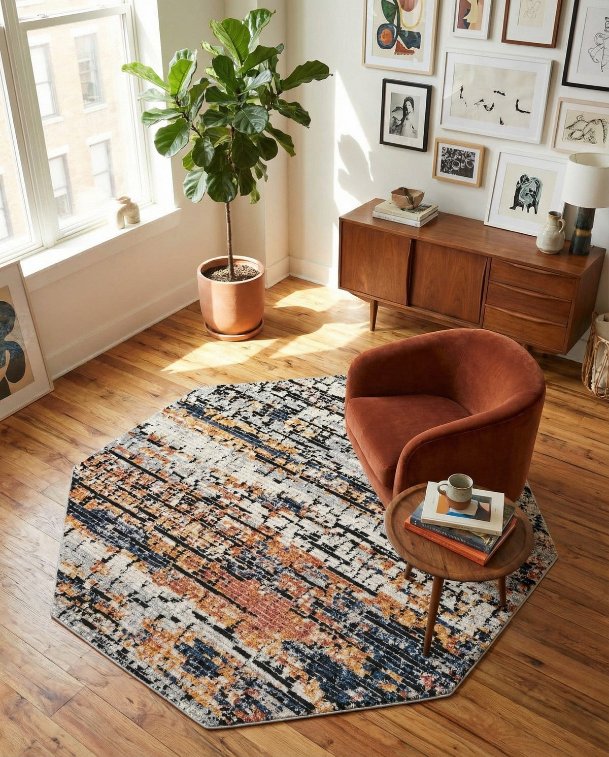 Santa Fe Trails Collection Area Rug -  Chaparral Octagon Multi  lifestyle 118