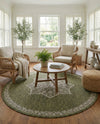 Patio Heritage Collection Area Rug -  Charleston (Green) Round Green  lifestyle 78