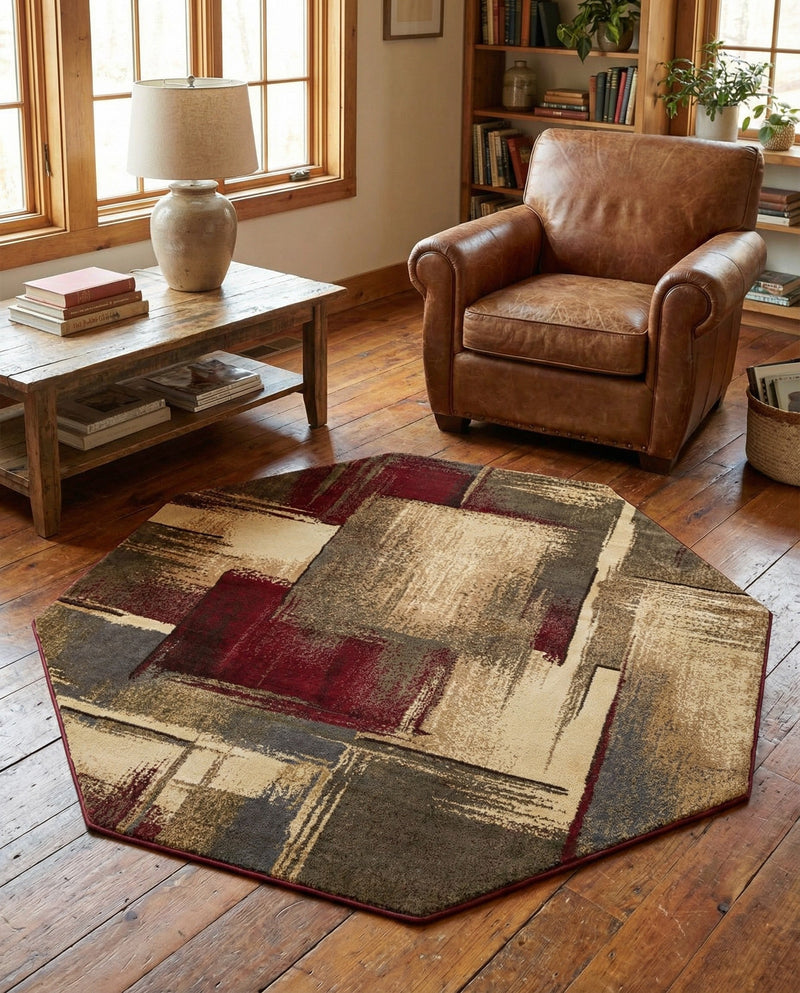 Bistro Lounge Collection Area Rug -  Doppio Octagon Multi  lifestyle 90