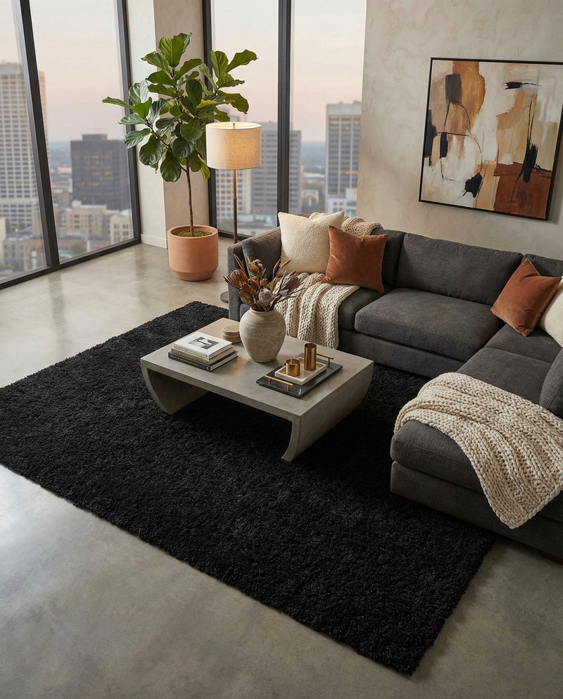 Eternal Plush Oasis Collection Area Rug -  Tranquility (Onyx Black) Rectangle Onyx Black  lifestyle 19