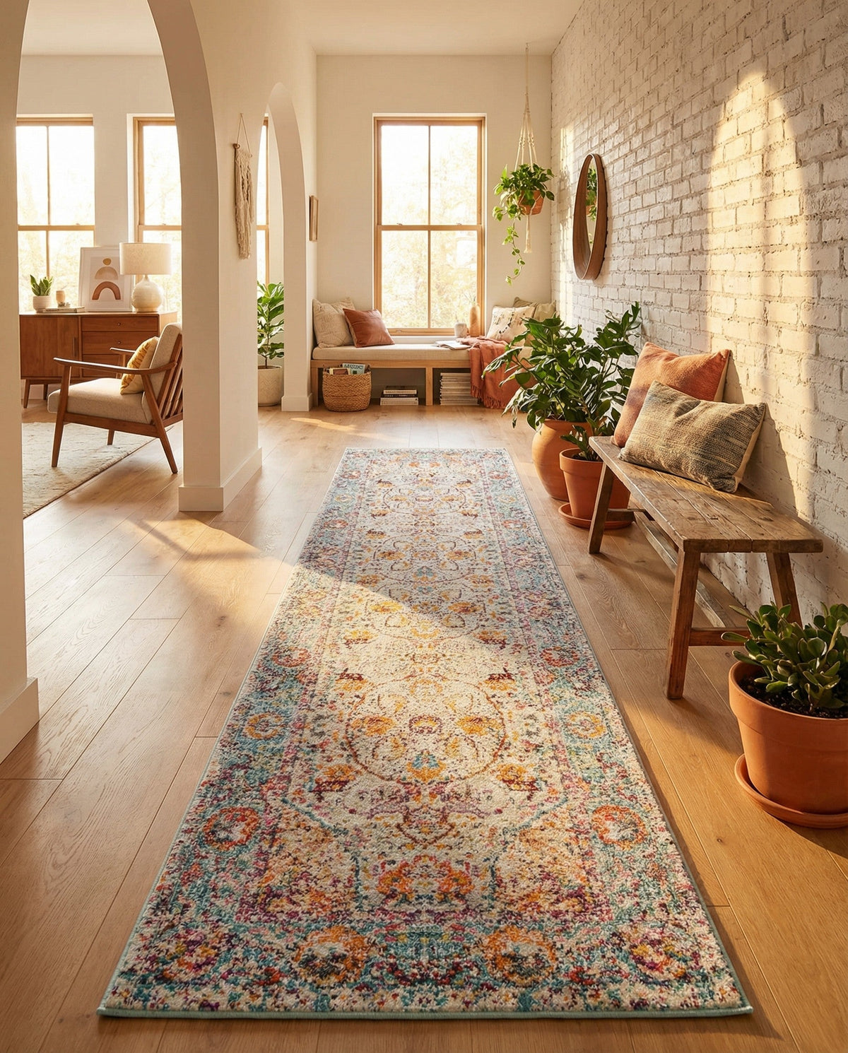Caribbean Breeze Collection Area Rug -  Xcalak Runner Light Blue  lifestyle 136