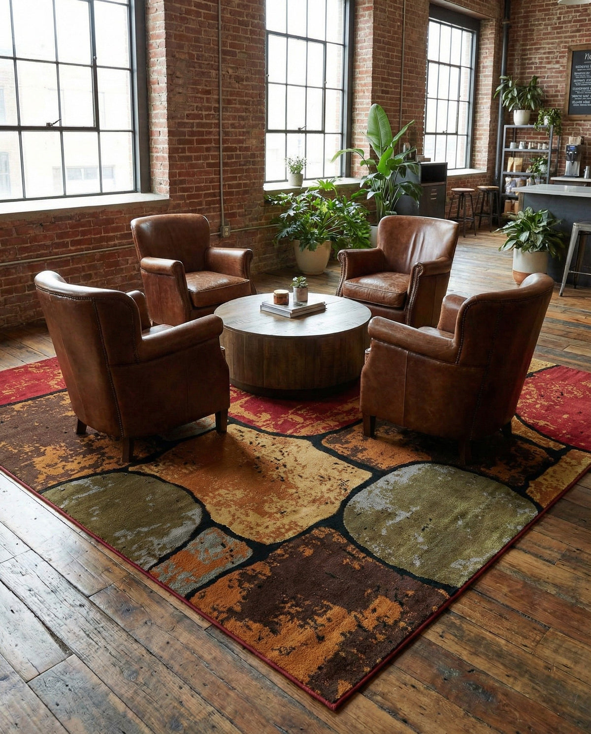 Bistro Lounge Collection Area Rug -  Cappuccino Square Multi  lifestyle 37
