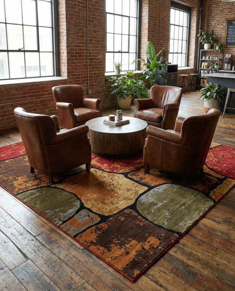 Bistro Lounge Collection Area Rug -  Cappuccino Square Multi  lifestyle 37