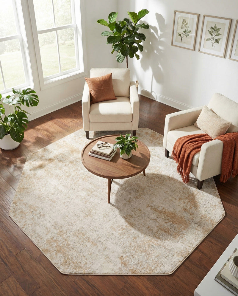 Luminara Sands Collection Area Rug - Elysium (Sand) Octagon Sand  lifestyle 79