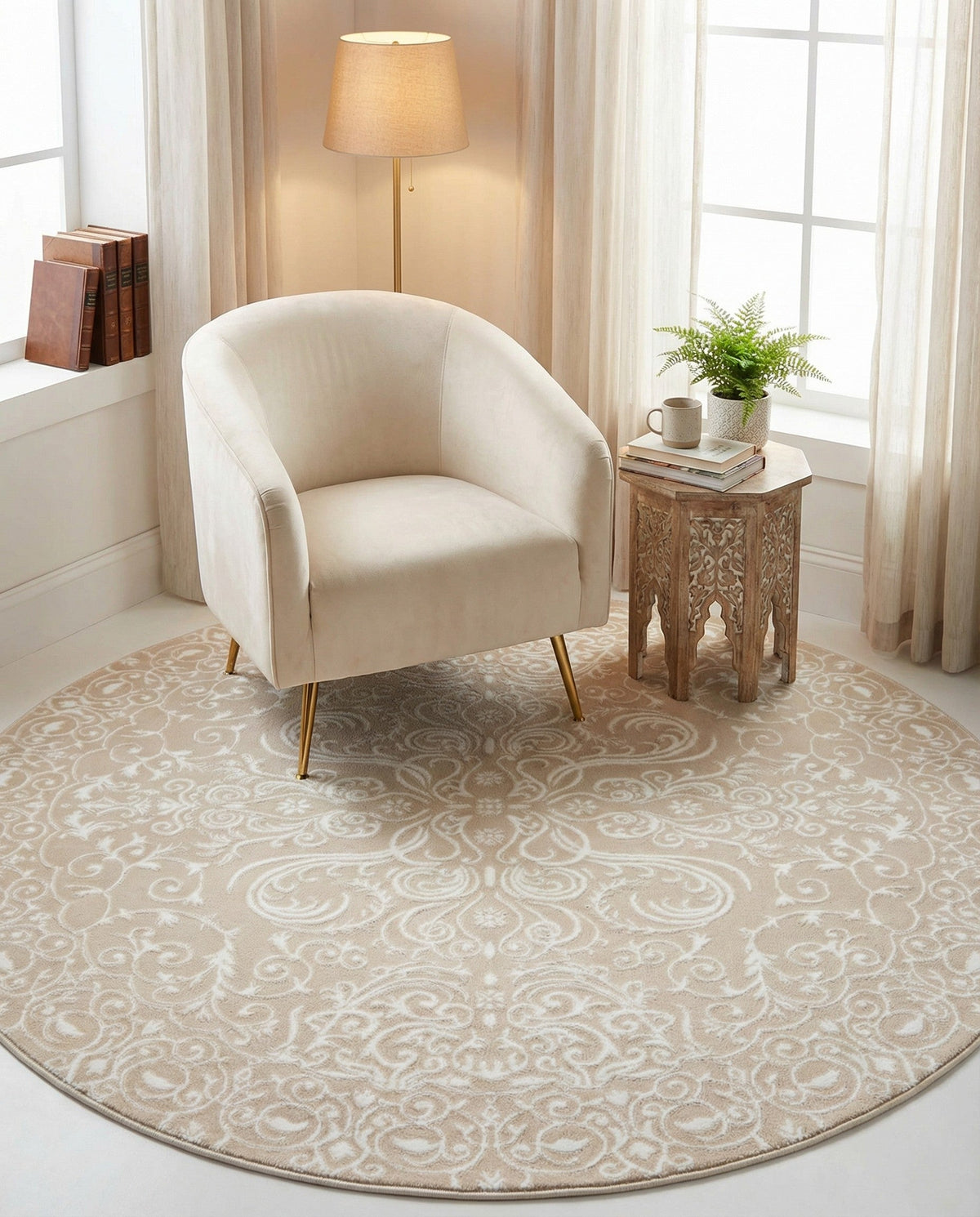 Andes Summit Collection Area Rug -  Lanín Round Beige  lifestyle 92