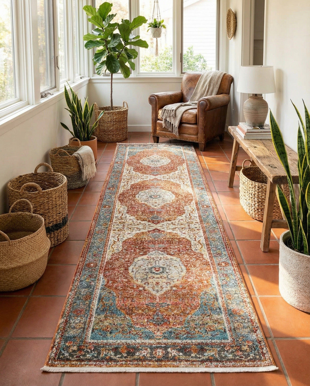 Caribbean Breeze Collection Area Rug -  Vieques Runner Rust Red  lifestyle 70
