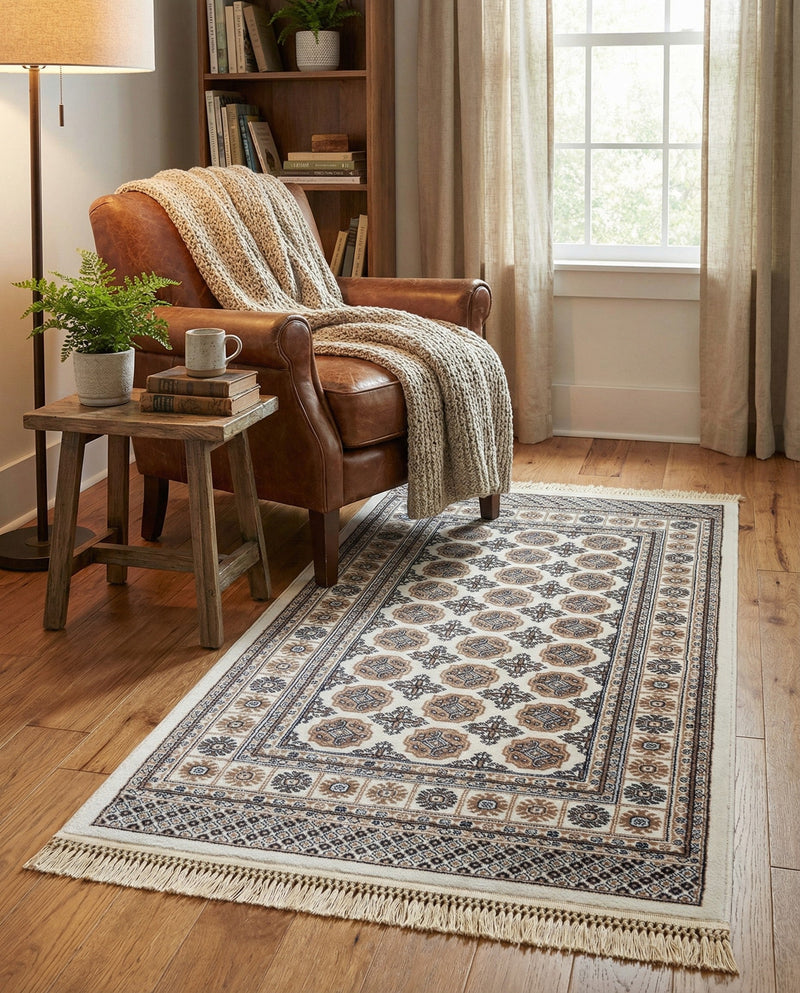 Samarkand Elegance Collection Area Rug -  Margilan (Ivory) Rectangle Ivory  lifestyle 19