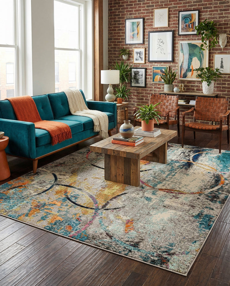 Chromatic Oasis Collection Area Rug -  Fresco Rectangle Multi  lifestyle 19
