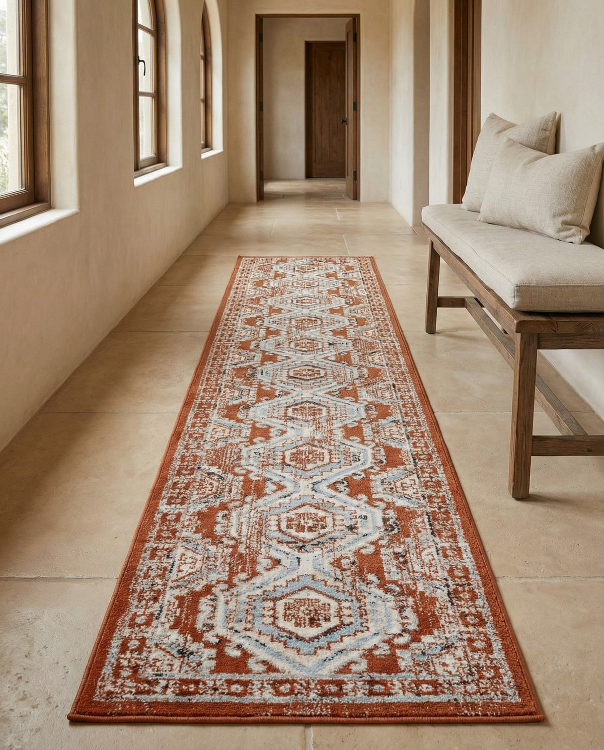 Savannah Elegance Collection Area Rug -  Tybee (Terracotta) Runner Terracotta  lifestyle 119