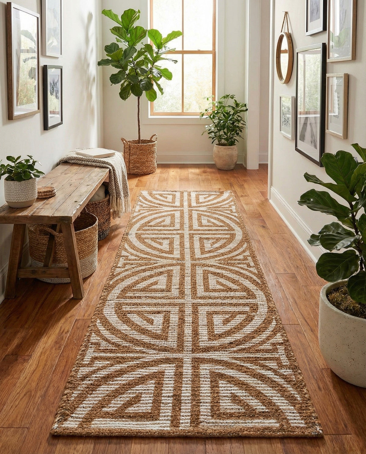 Savannah Threads Collection Area Rug -  Thar Runner Light Brown and Ivory  lifestyle 162