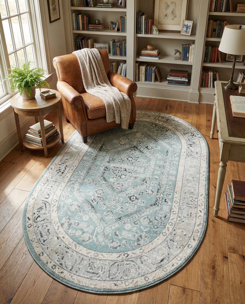 Adriana Terrace Collection Area Rug - Capri (Aqua) Oval Aqua  lifestyle 52
