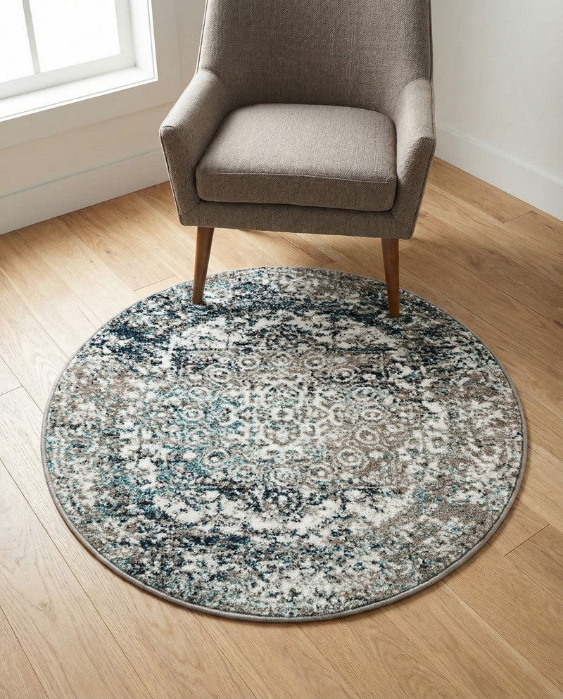 Georgetown Rugs Collection Area Rug - Dupont (Gray) Round Gray  lifestyle 40