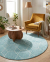 Trellis Mosaic Collection Area Rug - Arborville (Light Blue) Round Light Blue  lifestyle 42