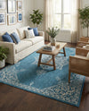 Patio Heritage Collection Area Rug -  Charleston (Teal) Rectangle Teal  lifestyle 34