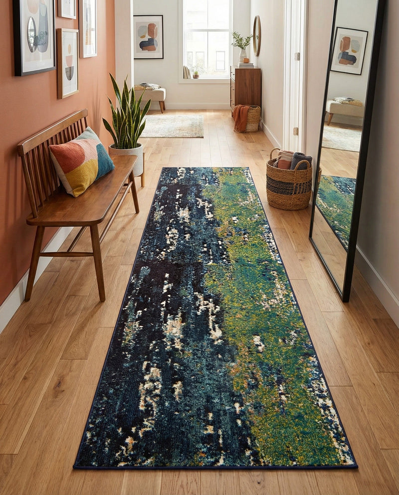 Marrakesh Elegance Collection Area Rug -  Figuig Runner Navy Blue  lifestyle 44